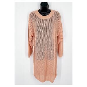 Callahan Revolve Knit Dress NEW Womens Sz M Orange Long Sleeve Open Weave Cotton